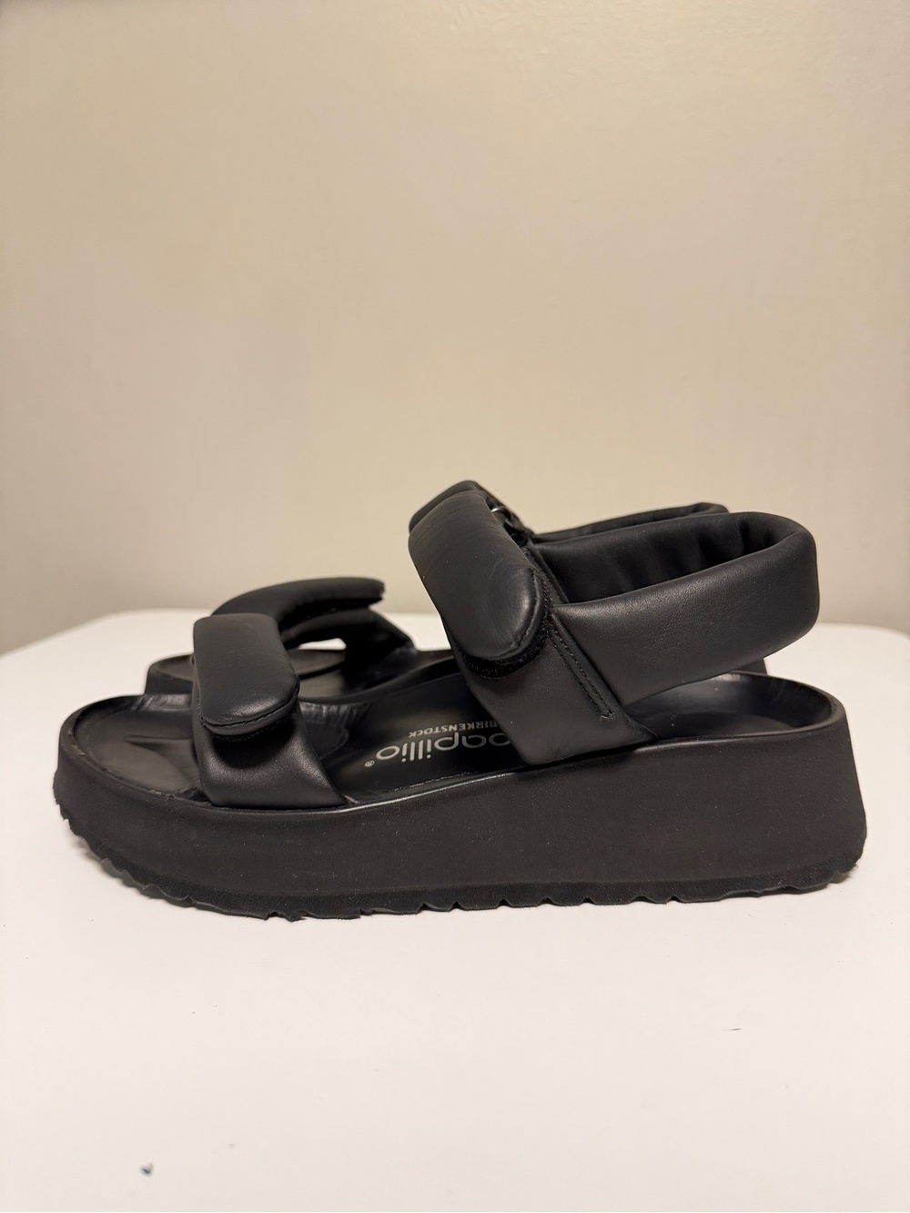 BIRKENSTOCK PAPILLIO Theda Platform Black Leather Sandals Women's EU 38 US 7-7.5